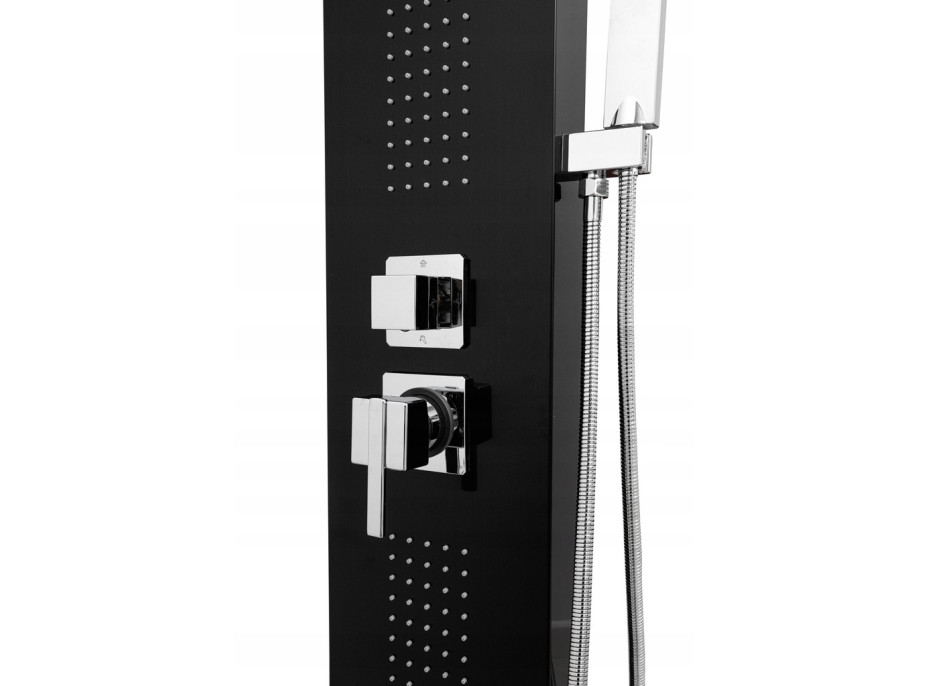 Sprchový panel TOLEDO 4v1 - s výtokom do vane - čierny matný