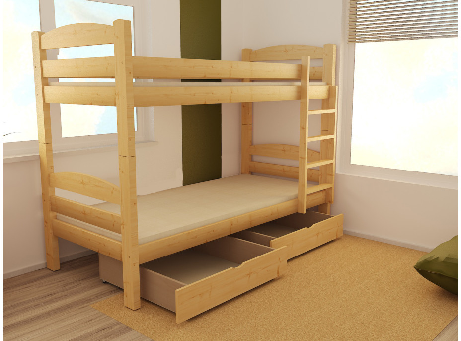 Detská poschodová posteľ z MASÍVU 180x80cm bez šuplíku - PP015
