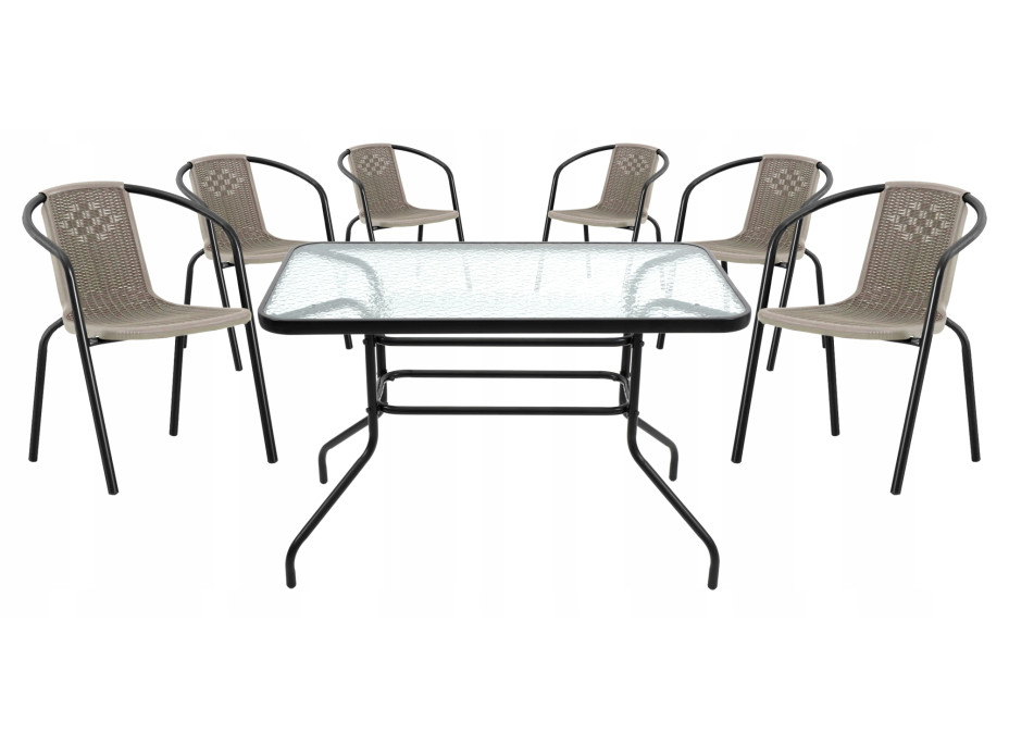 Záhradný set nábytku PATIO pre 6 ľudí - čierno / šedý