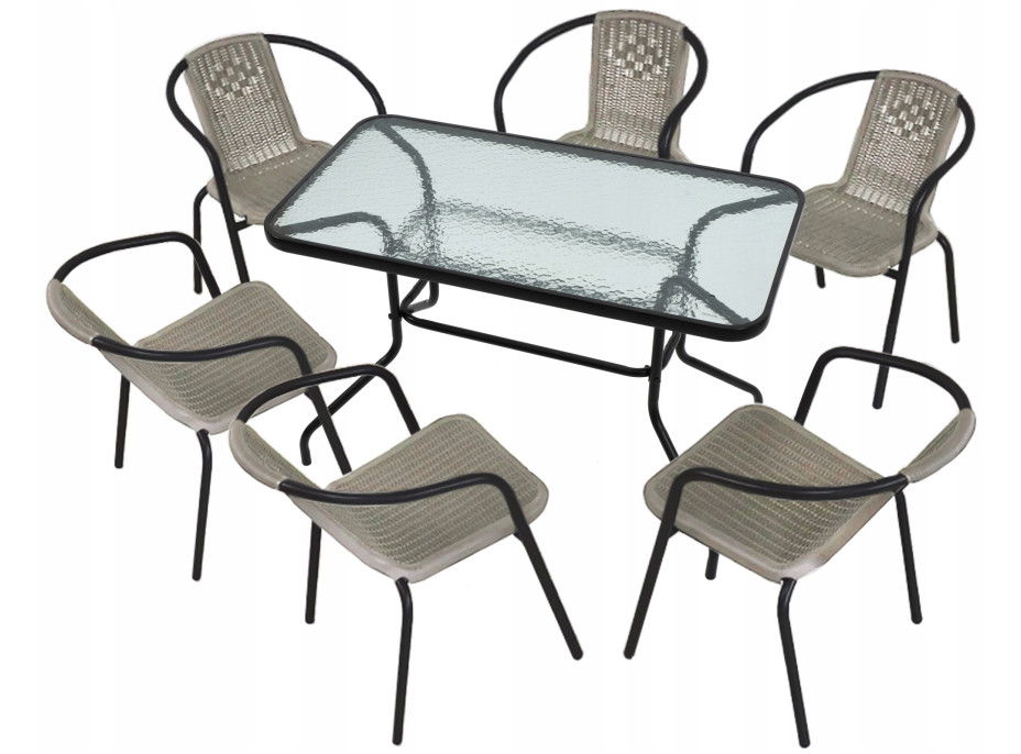 Záhradný set nábytku PATIO pre 6 ľudí - čierno / šedý