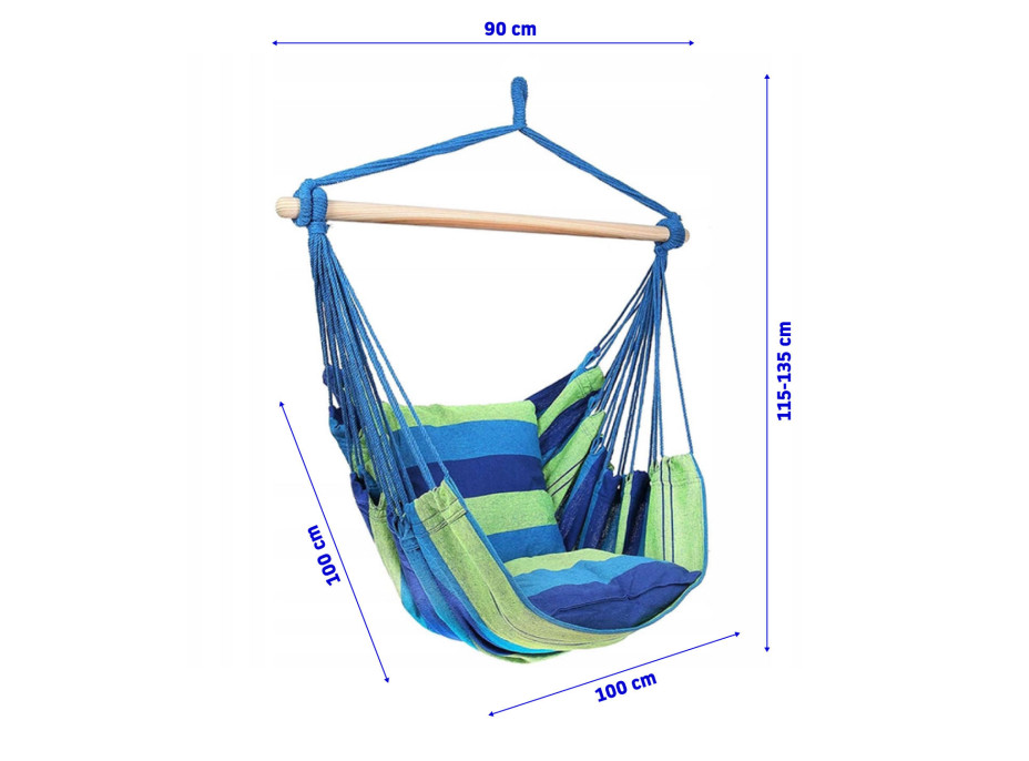 Závesné hojdacie kreslo FLAMINGO s vankúšmi 100x100 cm