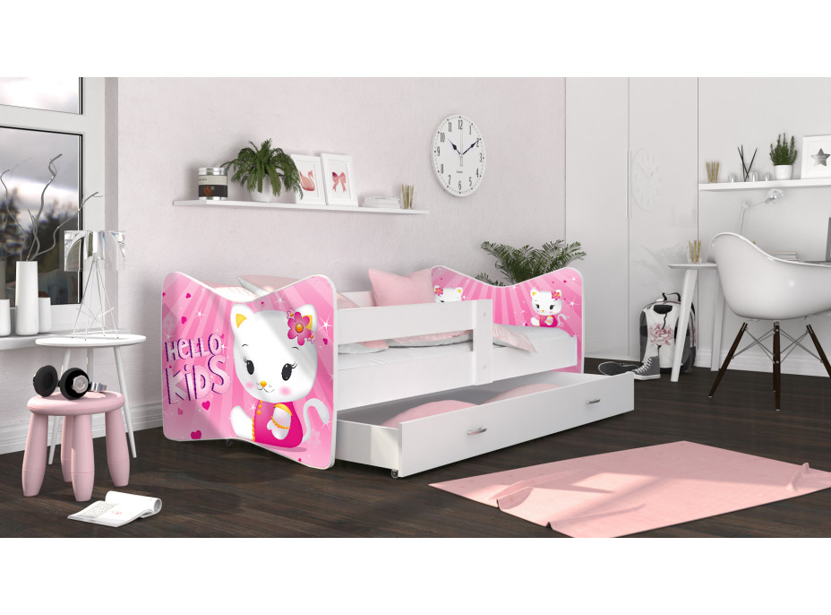 SKLADOM: Detská posteľ THOMAS so zásuvkou - 180x80 cm - HELLO KITTY - ružová
