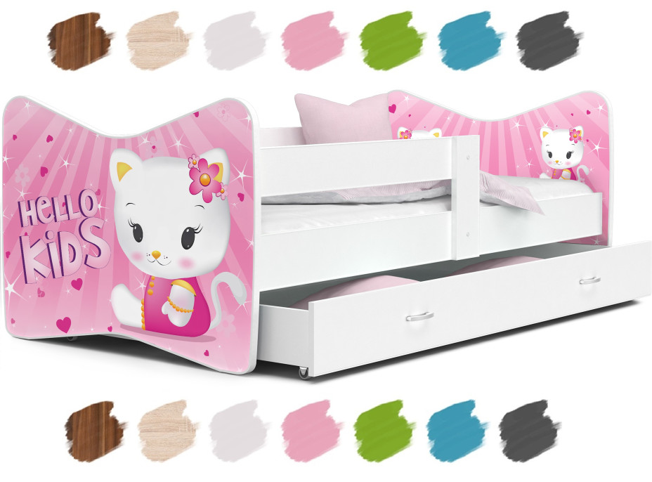 SKLADOM: Detská posteľ THOMAS so zásuvkou - 180x80 cm - HELLO KITTY - ružová