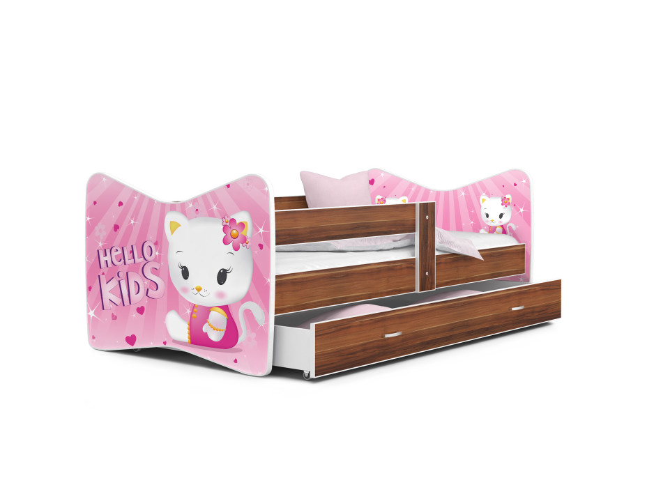 SKLADOM: Detská posteľ THOMAS so zásuvkou - 180x80 cm - HELLO KITTY - ružová