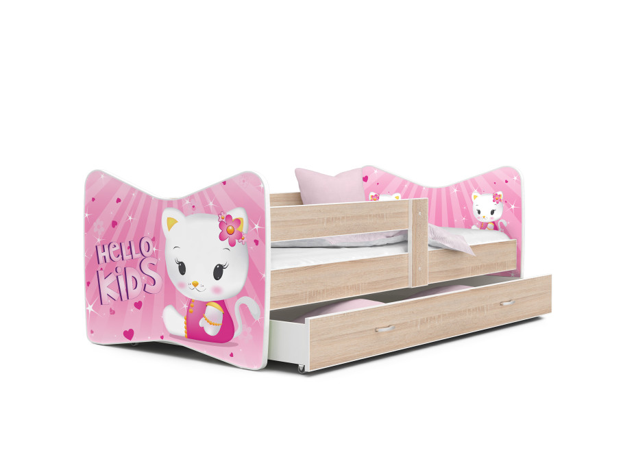 SKLADOM: Detská posteľ THOMAS so zásuvkou - 180x80 cm - HELLO KITTY - ružová