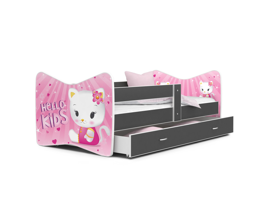 SKLADOM: Detská posteľ THOMAS so zásuvkou - 180x80 cm - HELLO KITTY - ružová