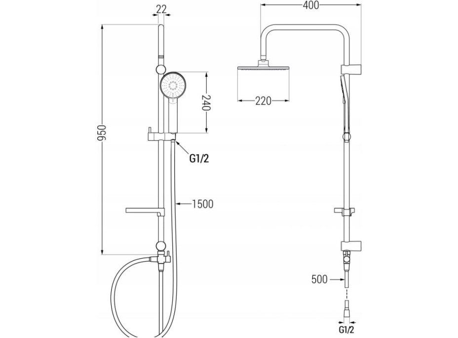 Zostava: Termostatická batéria CUBE + sprchová hlavica PG7 20OX