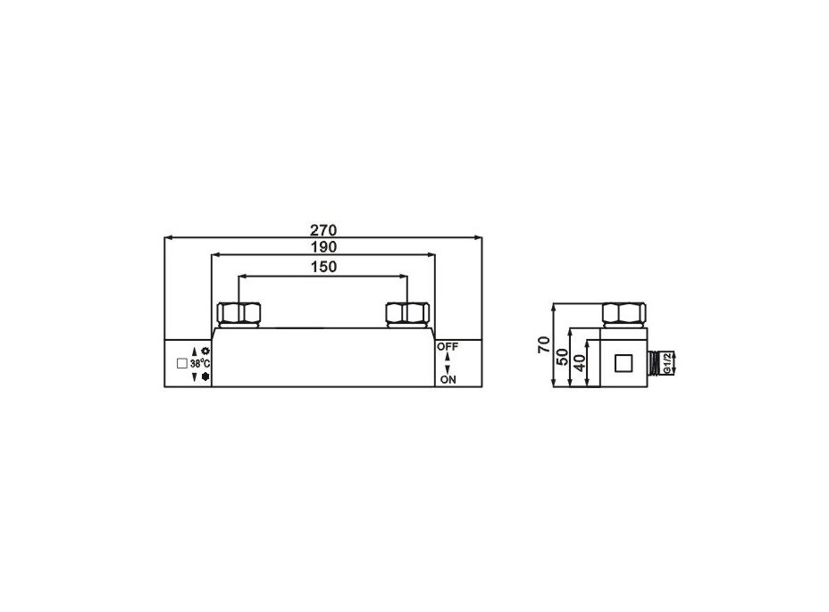 Zostava: Termostatická batéria CUBE + sprchová hlavica PG7 20OX