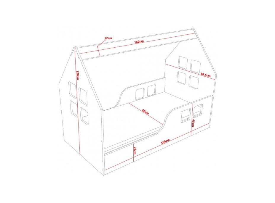 Detská Domčekové posteľ HAPPY HOUSE - Nebo - 140x70 cm (12 farieb) + matrace ZADARMO