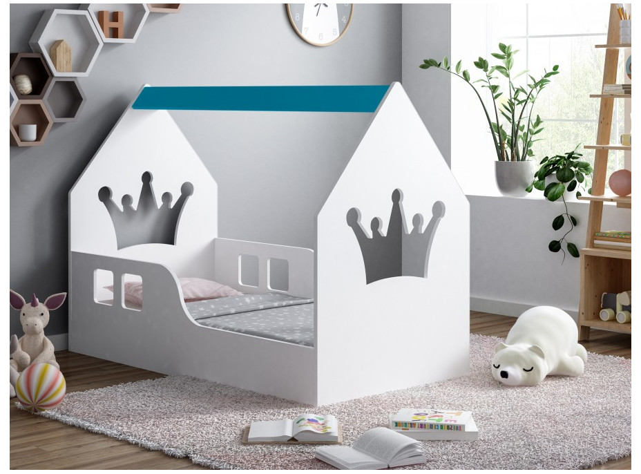 Detská Domčekové posteľ HAPPY HOUSE - Koruna - 140x70 cm (12 farieb) + matrace ZADARMO