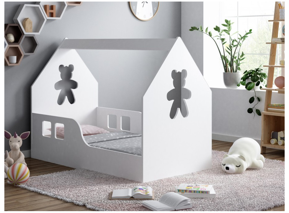 Detská Domčekové posteľ HAPPY HOUSE - Medvídek - 140x70 cm (12 farieb) + matrace ZADARMO