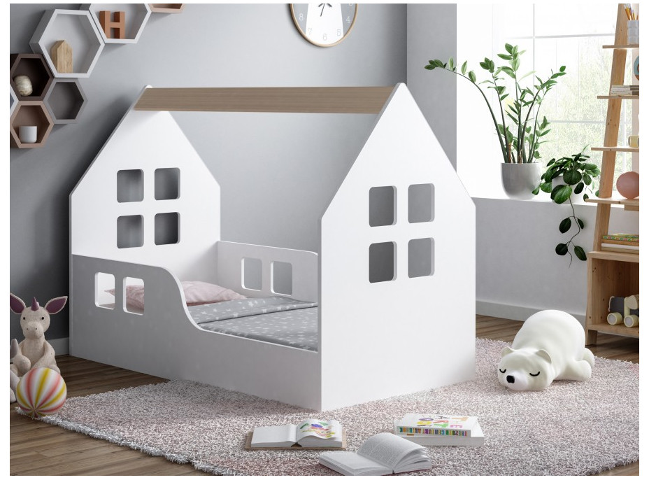 Detská Domčekové posteľ HAPPY HOUSE - Okno 1 - 140x70 cm (12 farieb) + matrace ZADARMO