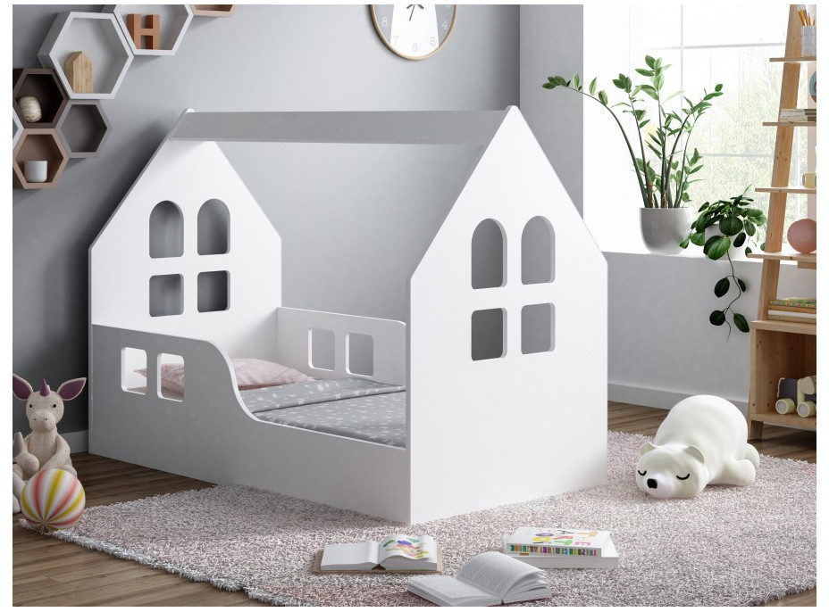 Detská Domčekové posteľ HAPPY HOUSE - Okno 2 - 140x70 cm (12 farieb) + matrace ZADARMO