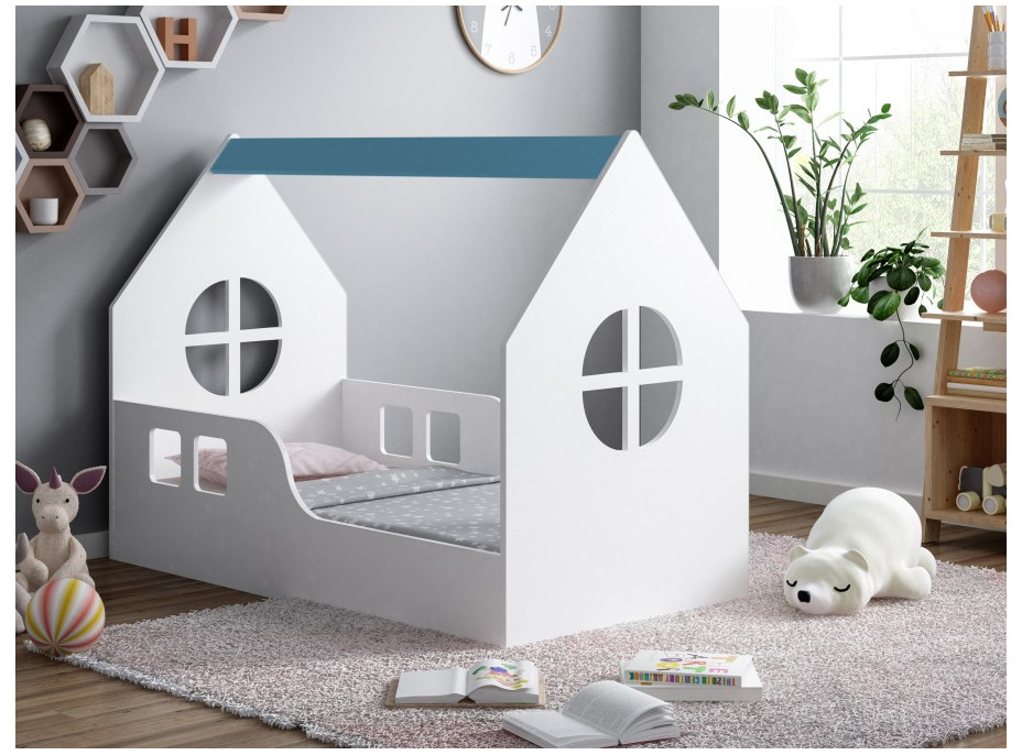 Detská Domčekové posteľ HAPPY HOUSE - Okno 3 - 140x70 cm (12 farieb) + matrace ZADARMO