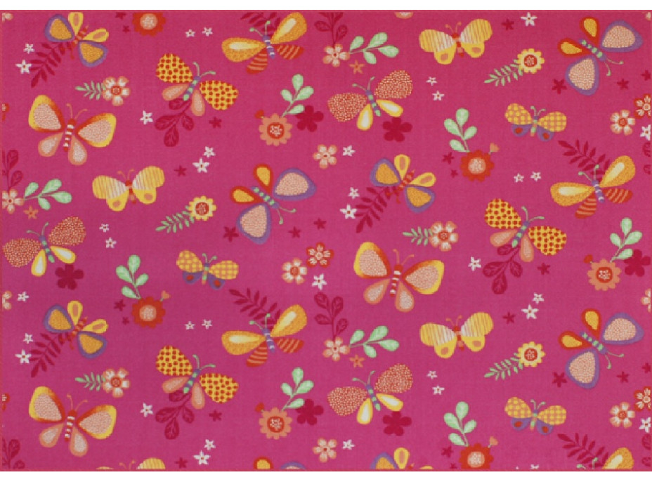 Detský koberec Motýlí LÚKA - ružový