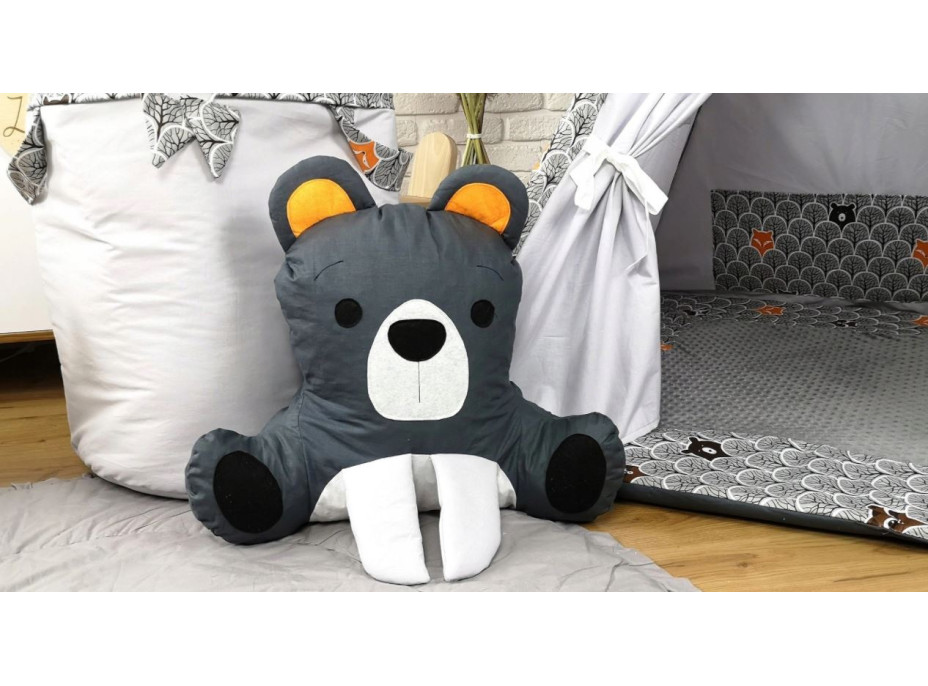 Detský stan TEEPEE (TÍPÍ) LUXURY s doplnkami - ZVIERACIA PARTIČKA - sivý