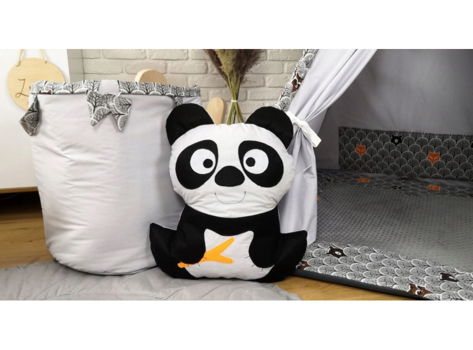 Detský stan TEEPEE (TÍPÍ) LUXURY s doplnkami - ZVIERACIA PARTIČKA - sivý