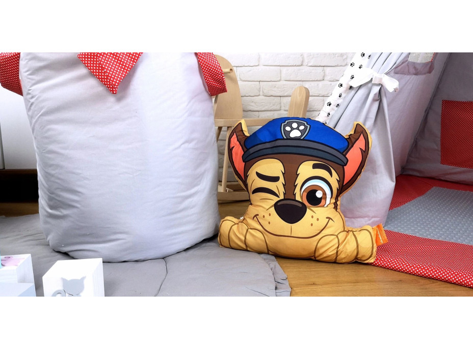 Detský stan TEEPEE (TÍPÍ) LUXURY s doplnkami - LABKOVÁ PATROLA - šedo / červený