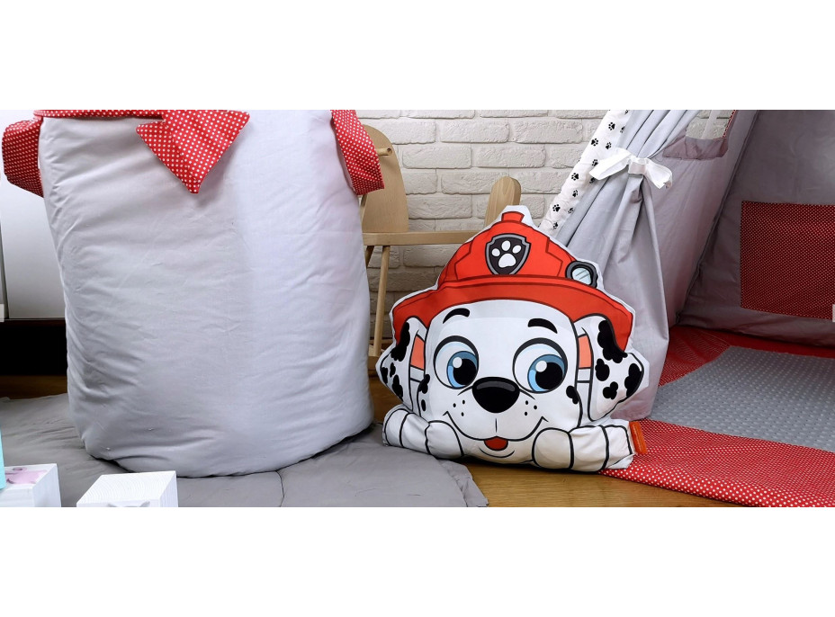 Detský stan TEEPEE (TÍPÍ) LUXURY s doplnkami - LABKOVÁ PATROLA - šedo / červený