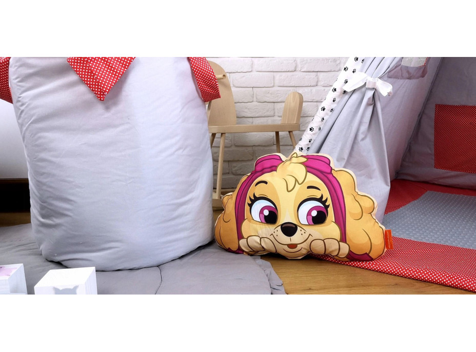 Detský stan TEEPEE (TÍPÍ) LUXURY s doplnkami - LABKOVÁ PATROLA - šedo / červený