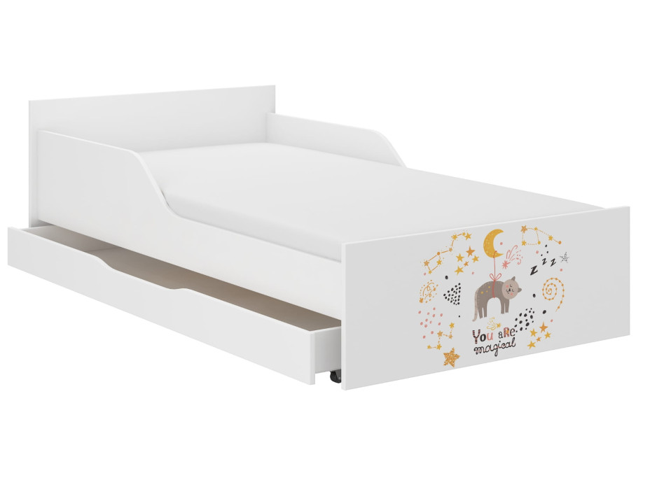 Detská posteľ FILIP - MAČIATKO VO HVIEZDACH 180x90 cm