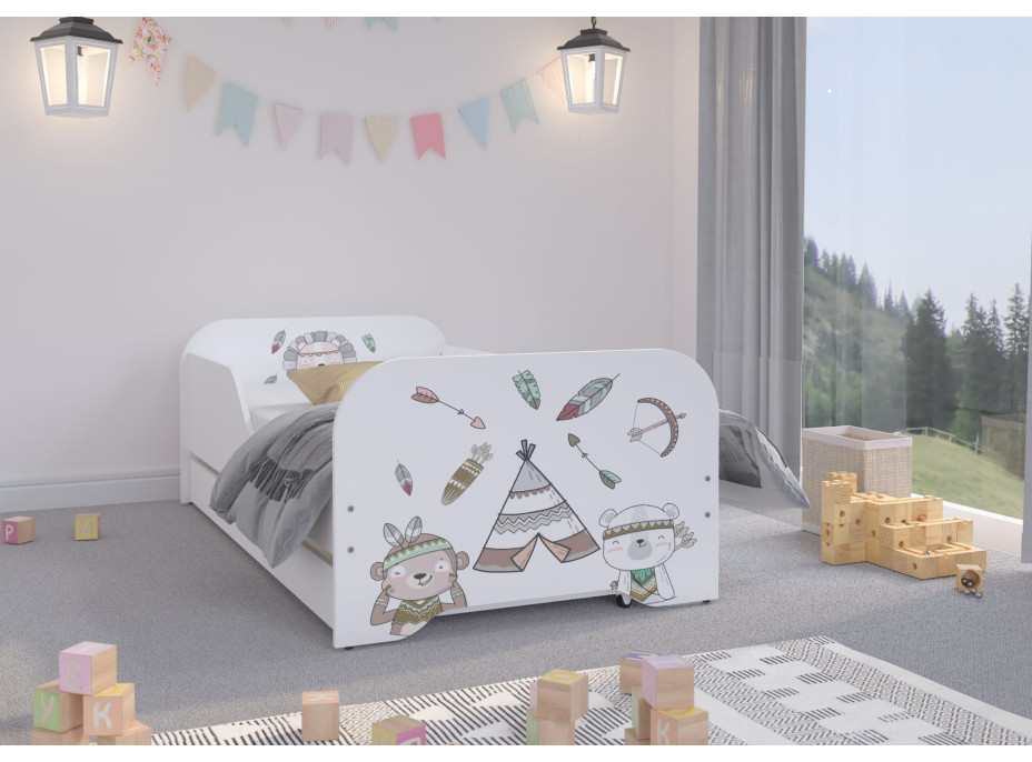 Detská posteľ KIM - INDIÁNSKA OSADA 140x70 cm + MATRAC