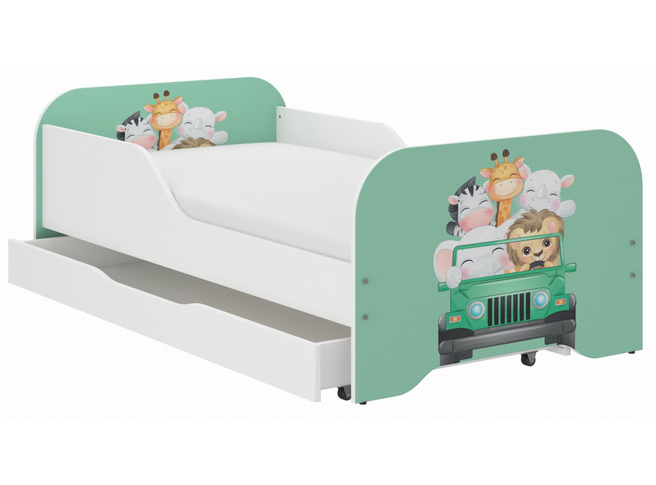 Detská posteľ KIM - KAMARÁTI NA VÝLETE 140x70 cm + MATRAC