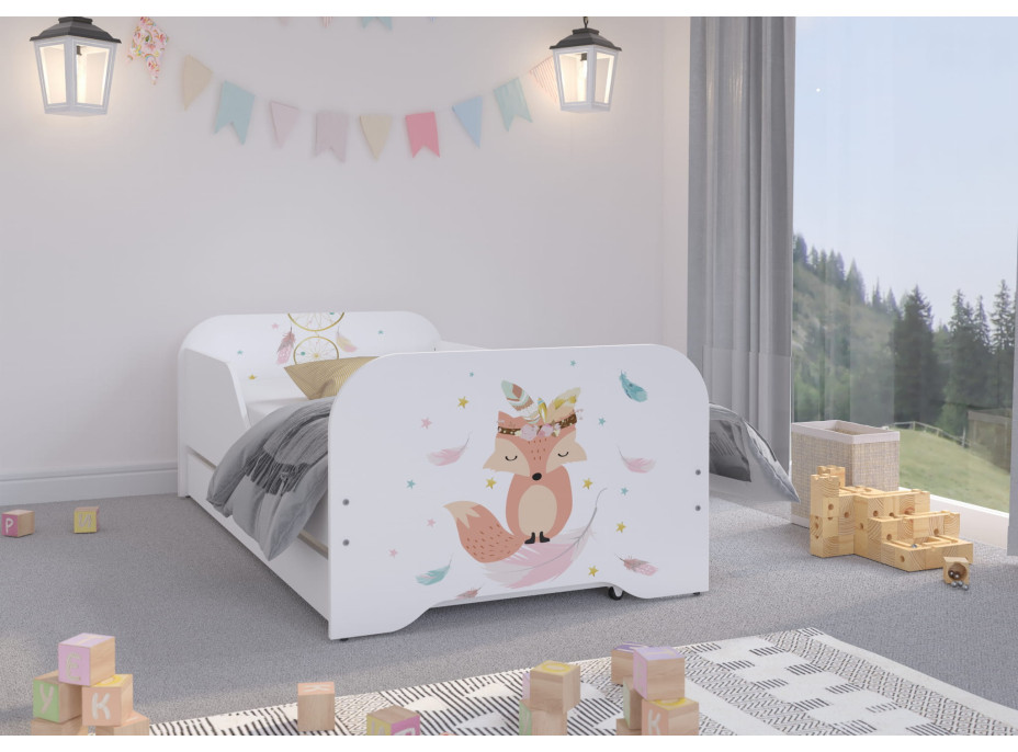 Detská posteľ KIM - LÍŠKA 140x70 cm + MATRAC