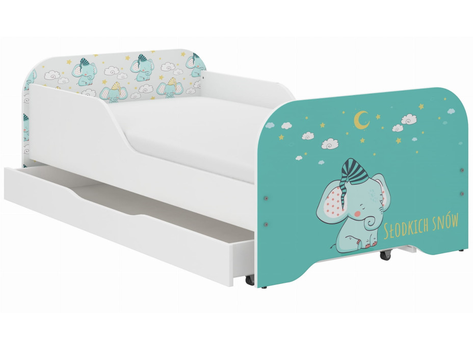 Detská posteľ KIM - SLONÍK 140x70 cm + MATRAC