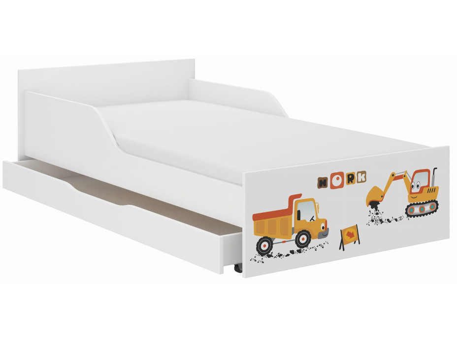 Detská posteľ FILIP - STAVEBNÉ STROJE 180x90 cm
