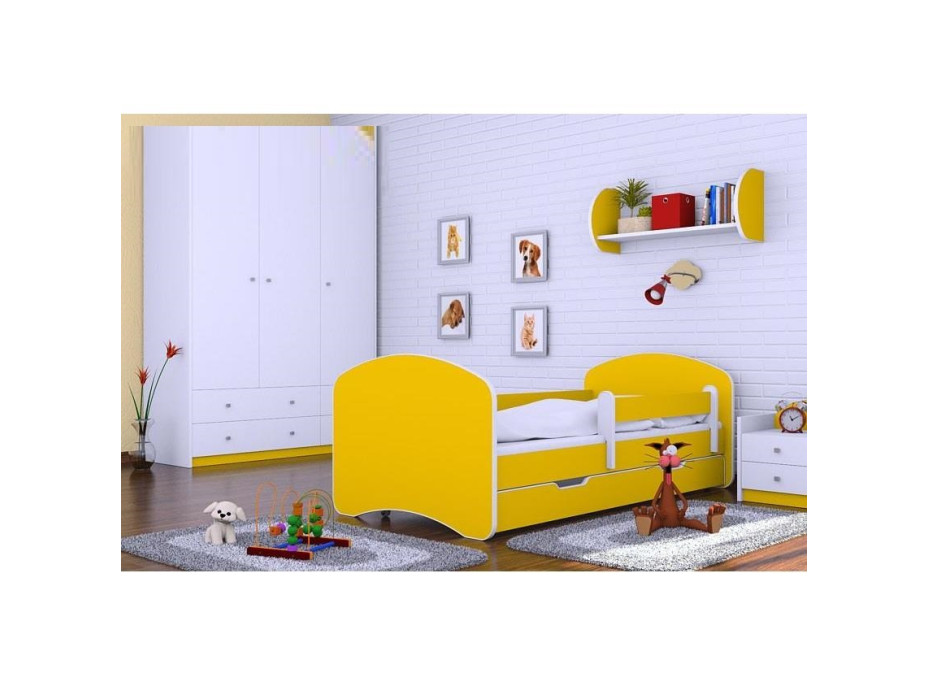 Detská posteľ so zásuvkou 160x80 cm - ŽLTÁ
