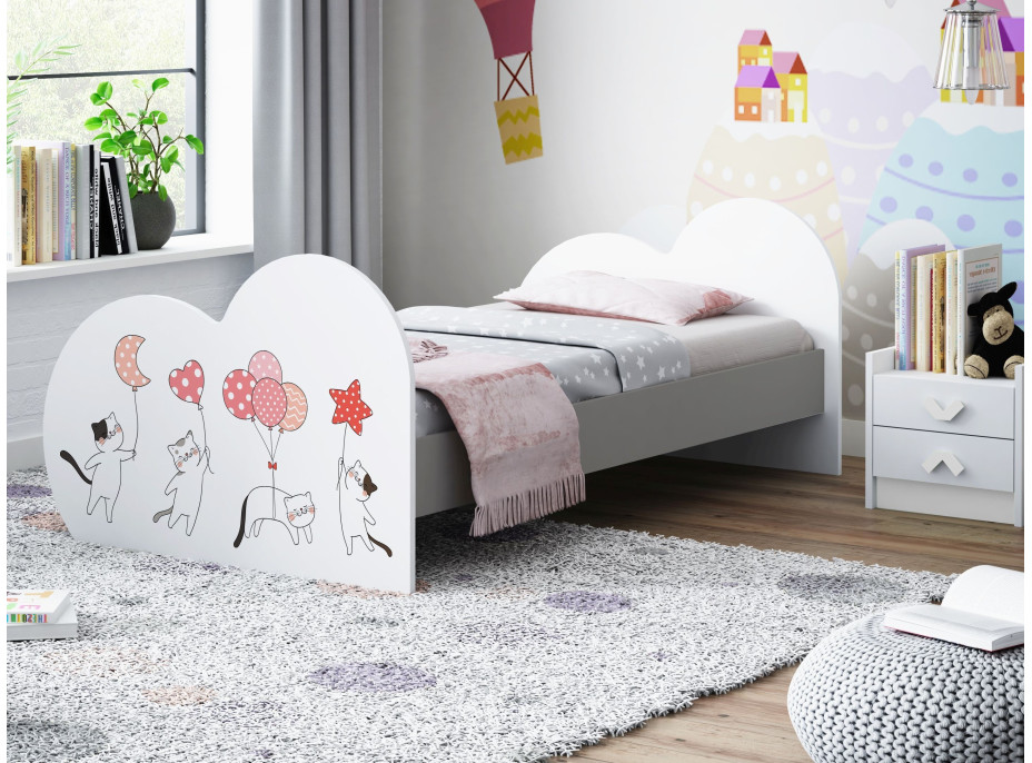 Detská posteľ zamilovaní Mačička 160x80 cm (11 farieb) + matrace ZADARMO