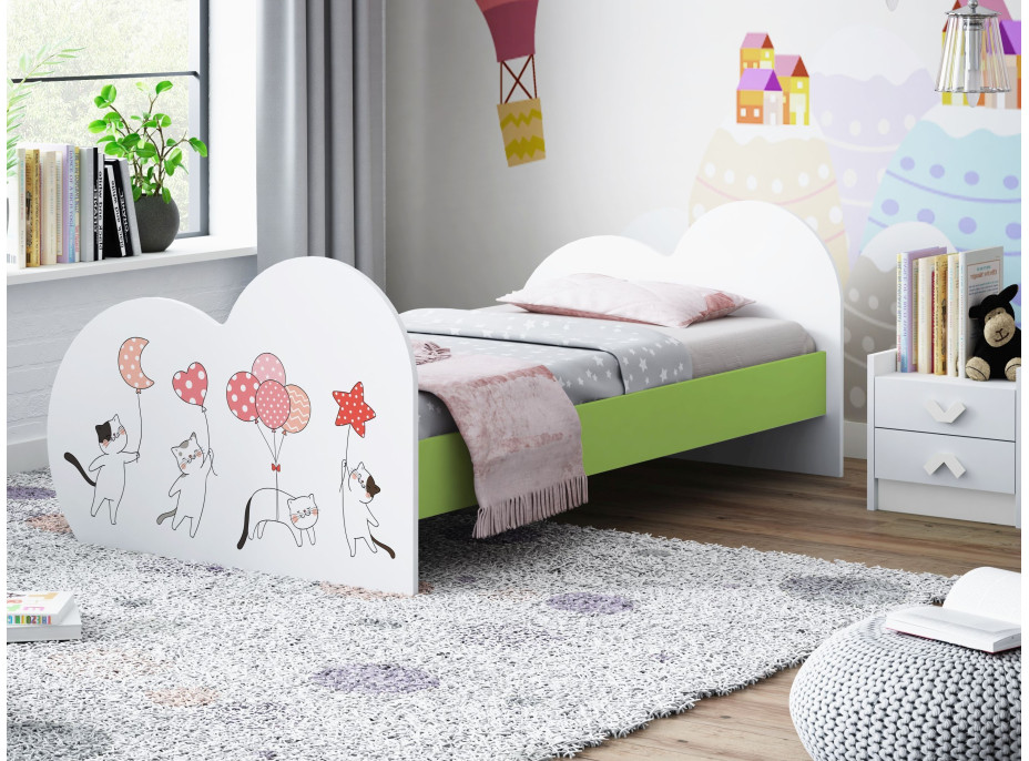 Detská posteľ zamilovaní Mačička 160x80 cm (11 farieb) + matrace ZADARMO