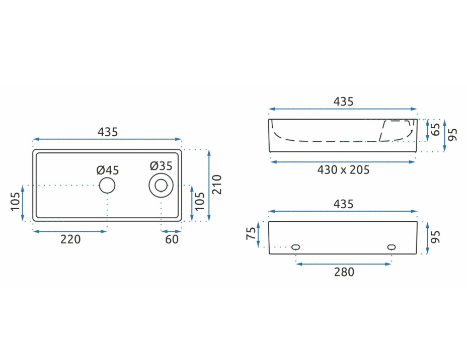 Keramické umývadlo MAXMAX Rea JASPER - biele