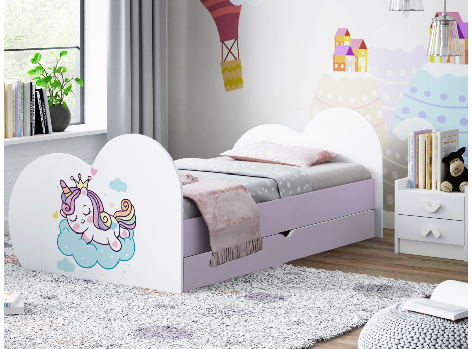 Detská posteľ Jednorožec 160x80 cm, so zásuvkou (11 farieb) + matrace ZADARMO