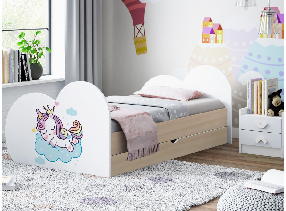 Detská posteľ Jednorožec 160x80 cm, so zásuvkou (11 farieb) + matrace ZADARMO