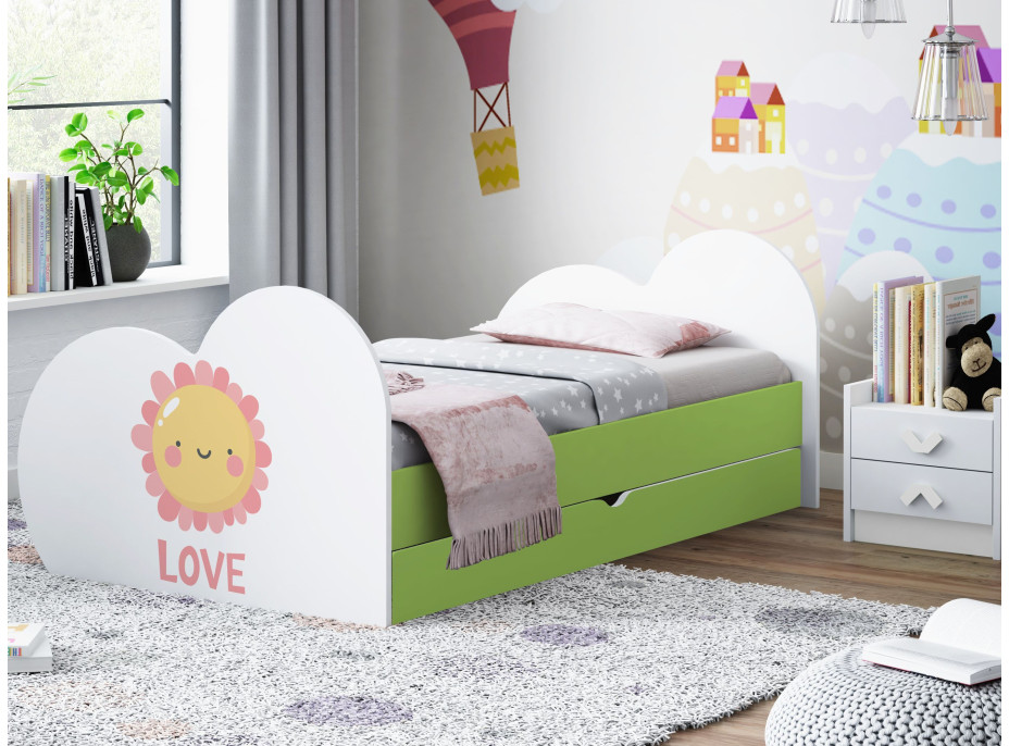 Detská posteľ SLUNÍČKO 160x80 cm, so zásuvkou (11 farieb) + matrace ZADARMO