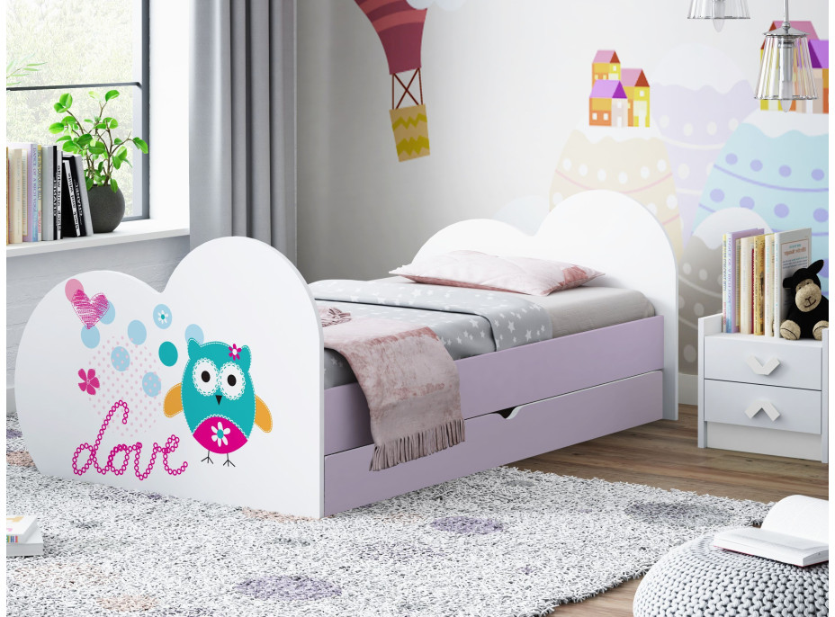 Detská posteľ Malá sova 160x80 cm, so zásuvkou (11 farieb) + matrace ZADARMO
