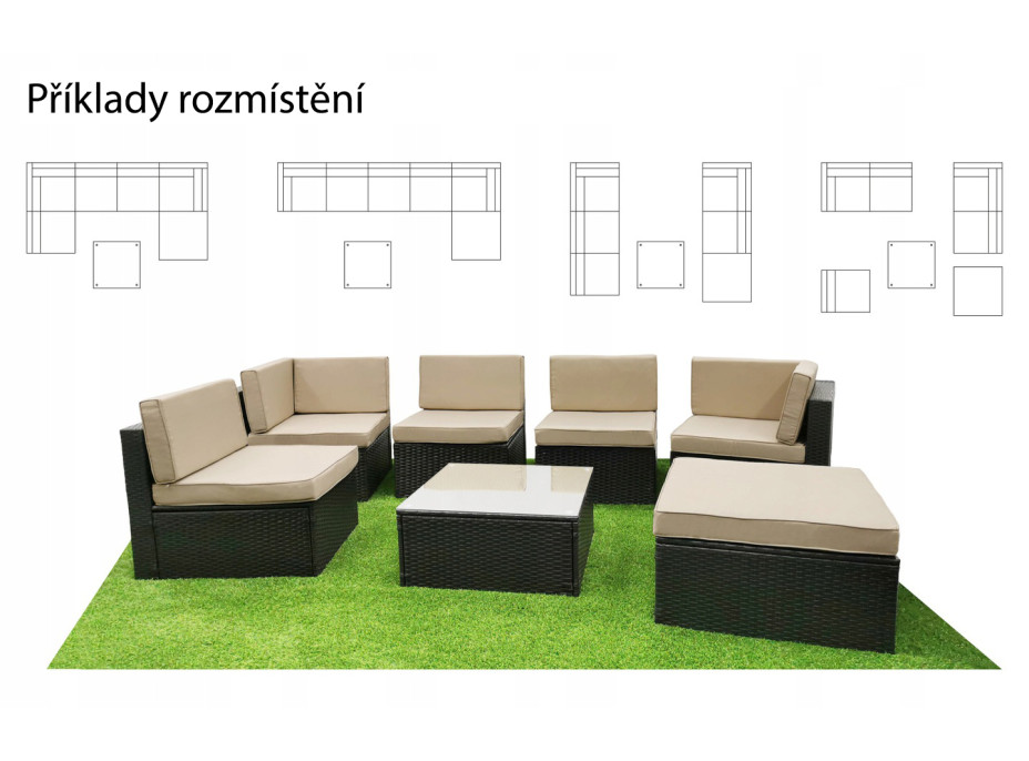 Záhradná ratanová zostava MONTREAL pre 6 osôb - tmavo hnedá / béžová