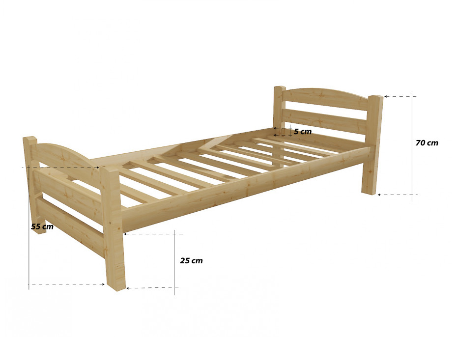 Detská posteľ z masívu 180x80cm bez šuplíku - DP008