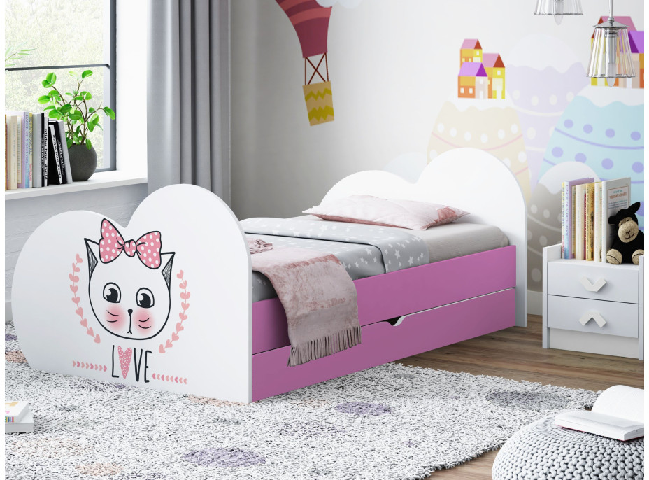 Detská posteľ MAČIATKO 180x90 cm, so zásuvkou (11 farieb) + matrace ZADARMO