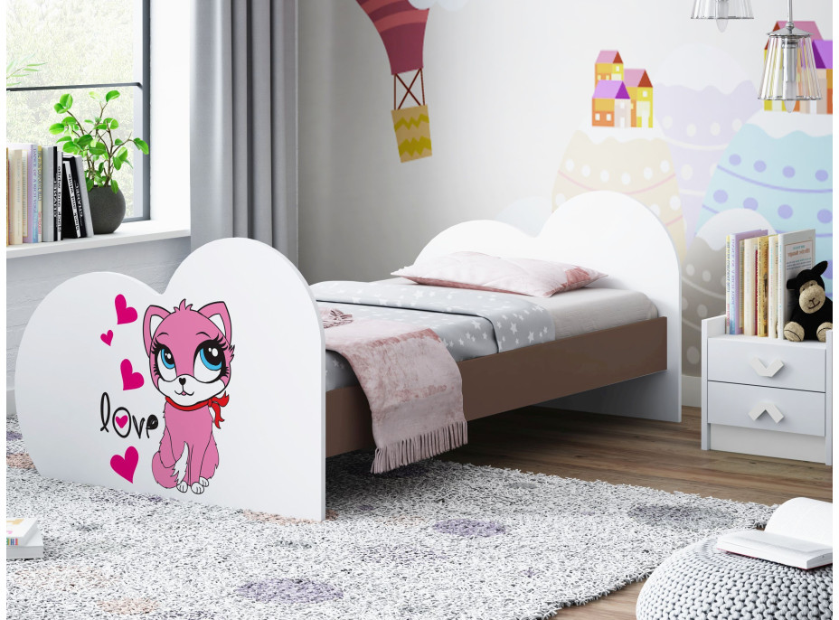 Detská posteľ zamilovaní MAČIČKA 190x90 cm (11 farieb) + matrace ZADARMO