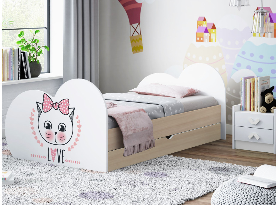 Detská posteľ MAČIATKO 190x90 cm, so zásuvkou (11 farieb) + matrace ZADARMO