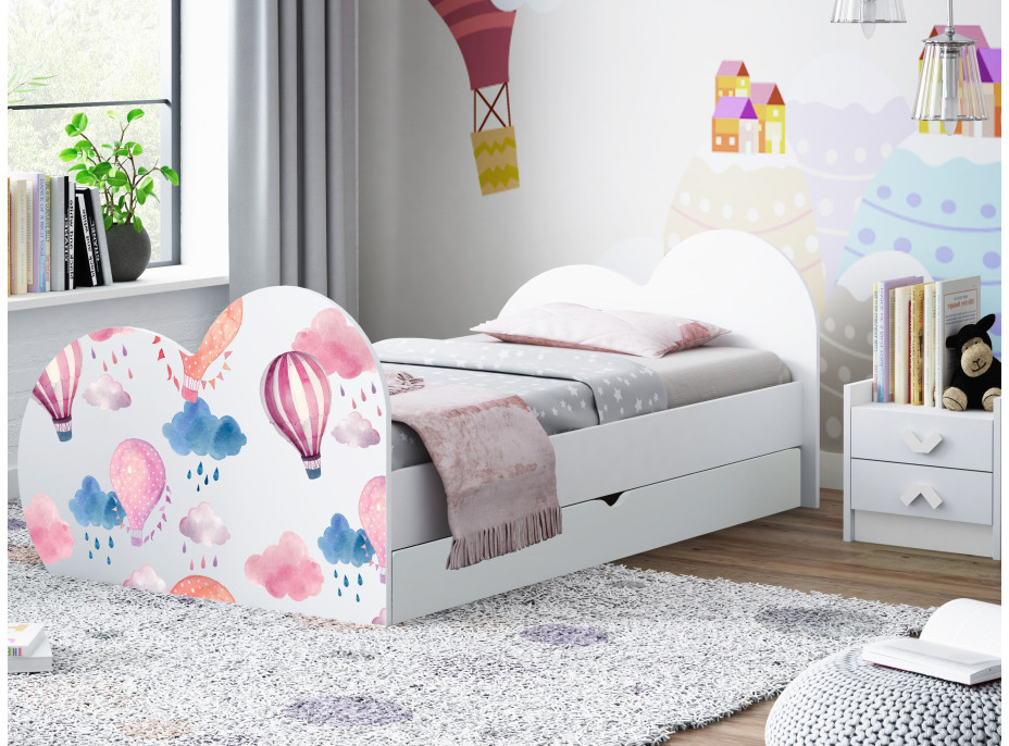 Detská posteľ BALÓNY 200x90 cm, so zásuvkou (11 farieb) + matrace ZADARMO