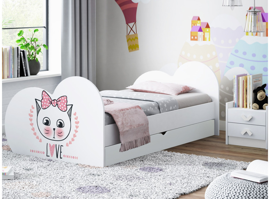 Detská posteľ MAČIATKO 200x90 cm, so zásuvkou (11 farieb) + matrace ZADARMO