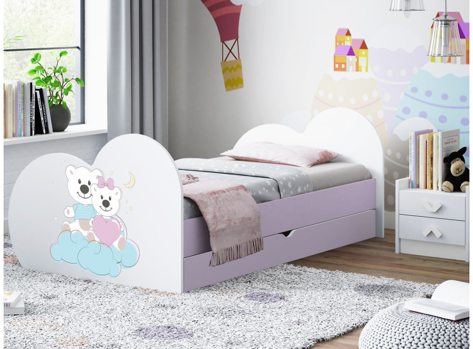 Detská posteľ zamilovaní MEDVÍDCI 200x90 cm, so zásuvkou (11 farieb) + matrace ZADARMO