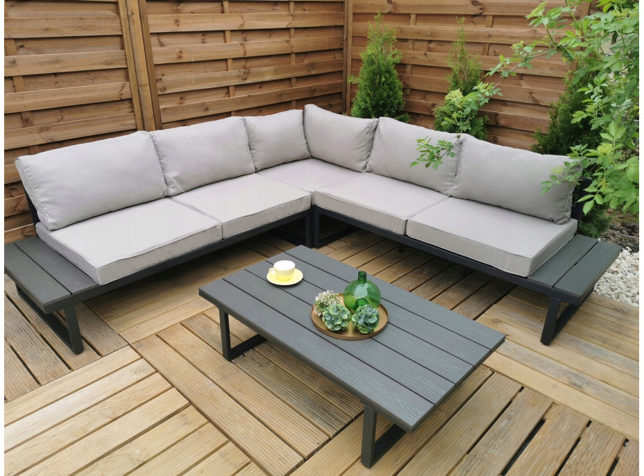 Záhradná zostava nábytku VENTURA pre 5 osôb - svetlo šedá