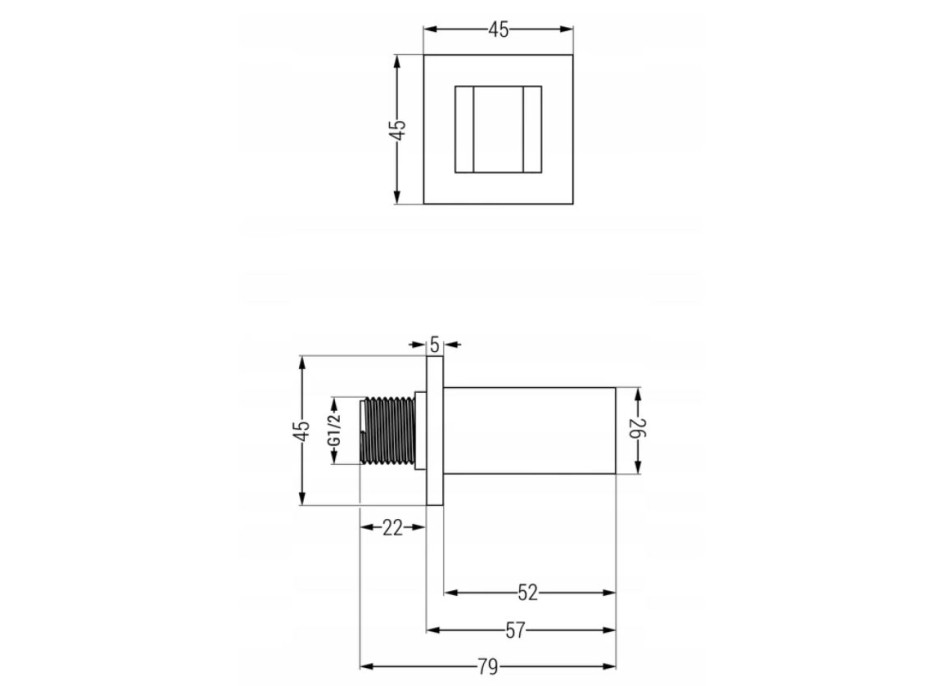 Mosadzný držiak sprchy MEXEN CUBE - hranatý - chrómový, 79350-00