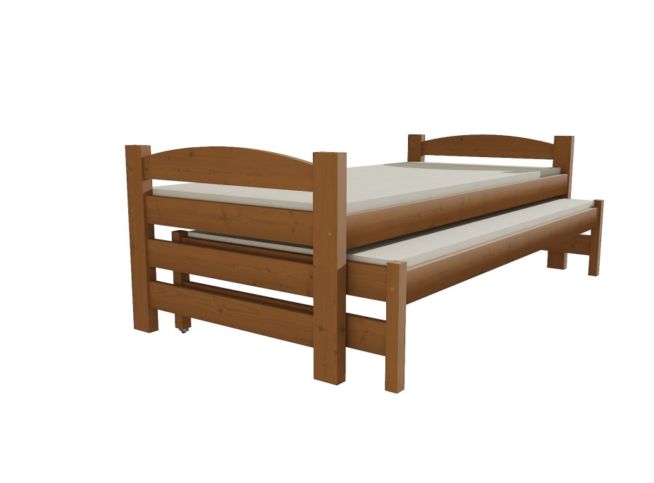 Detská posteľ s výsuvnou prístelkou z MASÍVU 180x80cm so zásuvkou - DPV009