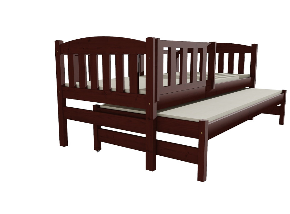 Detská posteľ s výsuvnou prístelkou z MASÍVU 200x90cm so zásuvkou - DPV013